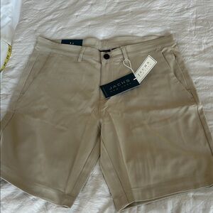 Jachs Men's Beige Flat Front Shorts
